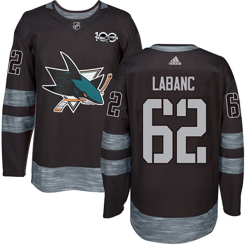 Adidas Sharks #62 Kevin Labanc Black 1917-100th Anniversary Stitched NHL Jersey - Click Image to Close